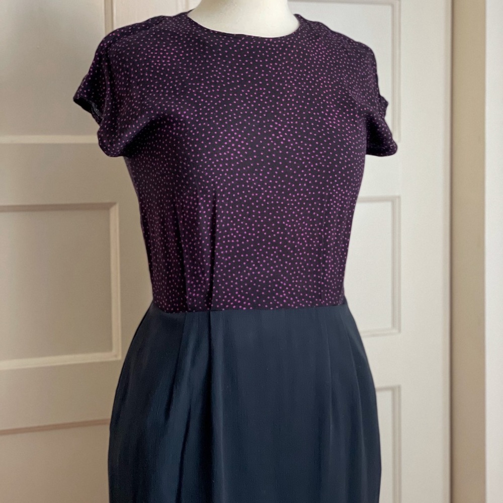 1980s black and pink polka dot pencil dress with pockets 🖤💕